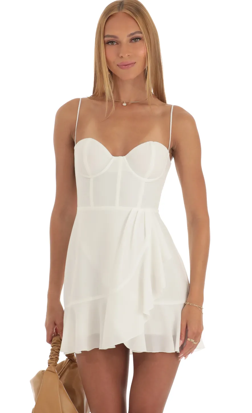 LUCY IN THE SKY Mini Dresses^Corset Dress In White