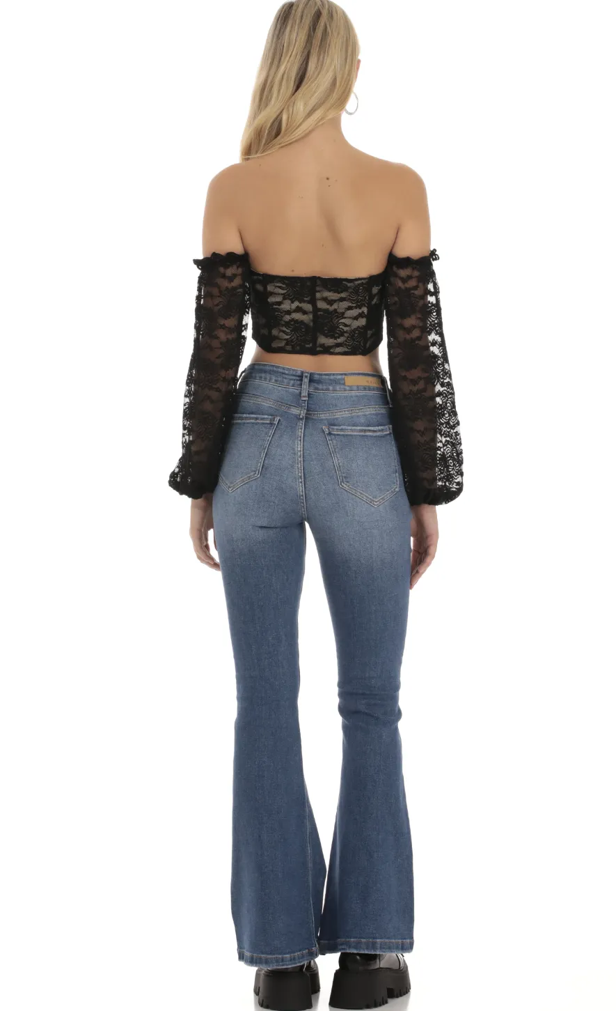 LUCY IN THE SKY Tops^Corset Lace Top In Black