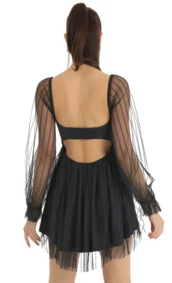 LUCY IN THE SKY Mini Dresses^Corset Long Sleeve Striped Dress In Navy