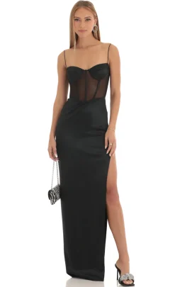 LUCY IN THE SKY Maxi Dresses^Corset Maxi Dress In Black