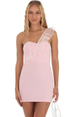 LUCY IN THE SKY Mini Dresses^Corset One Shoulder Dress In Pink