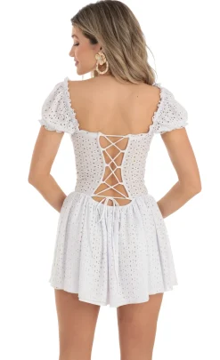 LUCY IN THE SKY Mini Dresses^Corset Puff Sleeve Dress In White