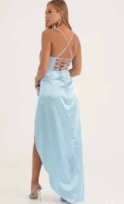 LUCY IN THE SKY Maxi Dresses^Corset Rhinestone Maxi Dress In Blue