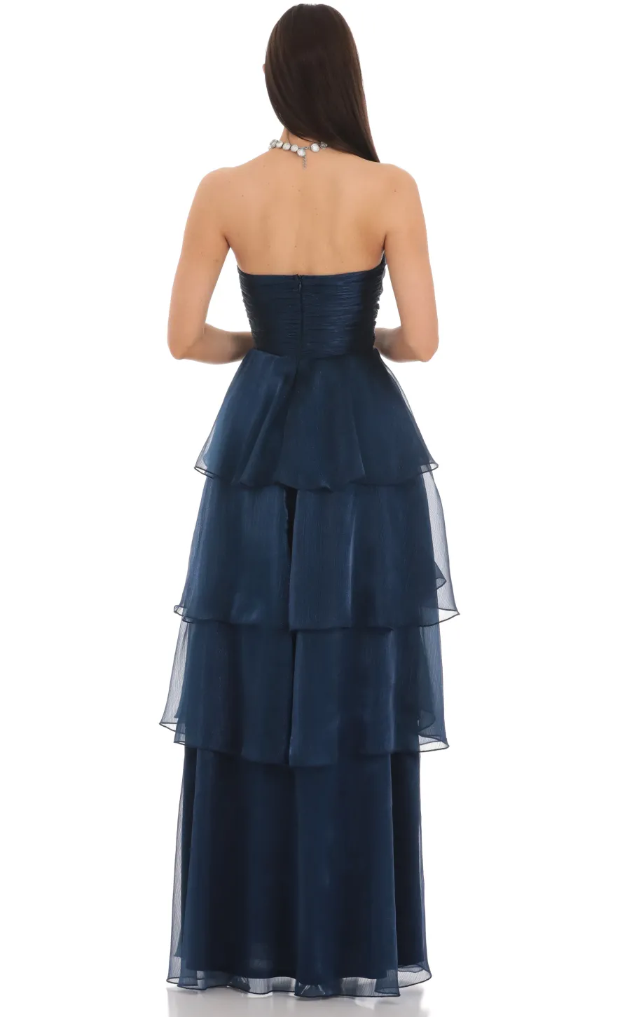 LUCY IN THE SKY Maxi Dresses^Corset Ruffle Strapless Maxi Dress In Navy