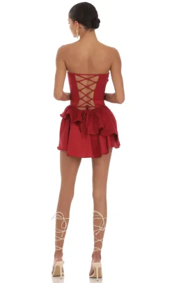LUCY IN THE SKY Mini Dresses^Corset Strapless Dress In Red