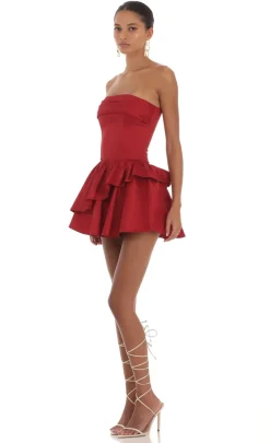 LUCY IN THE SKY Mini Dresses^Corset Strapless Dress In Red