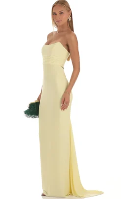 LUCY IN THE SKY Maxi Dresses^Corset Strapless Dress In Yellow
