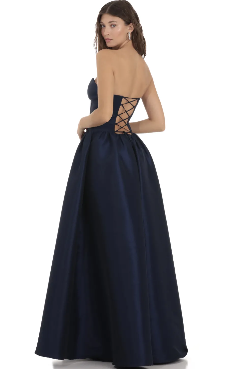 LUCY IN THE SKY Maxi Dresses^Corset Strapless Gown Dress In Navy