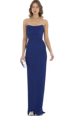 LUCY IN THE SKY Maxi Dresses^Corset Strapless Maxi Dress In Blue
