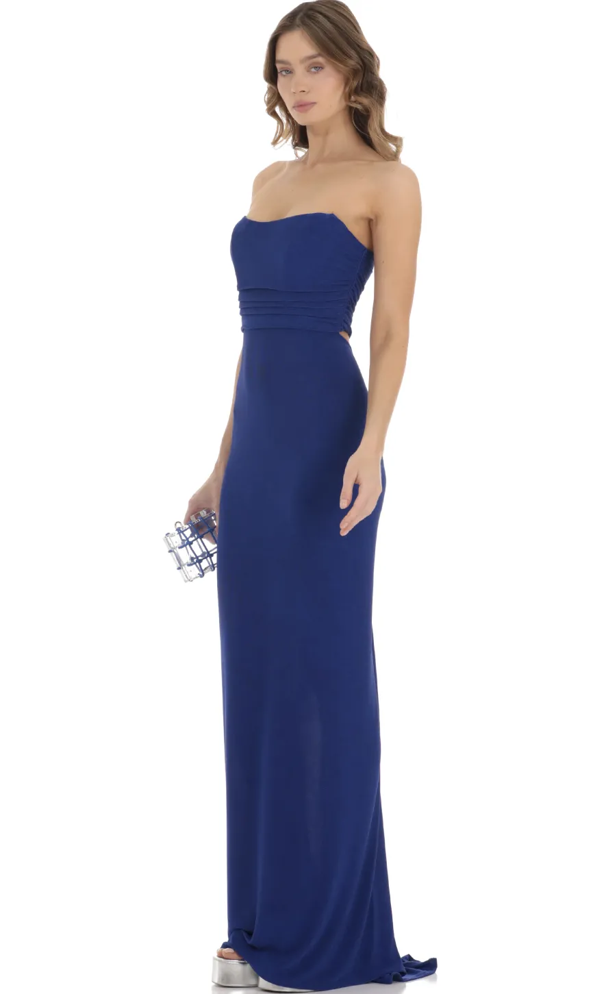 LUCY IN THE SKY Maxi Dresses^Corset Strapless Maxi Dress In Blue