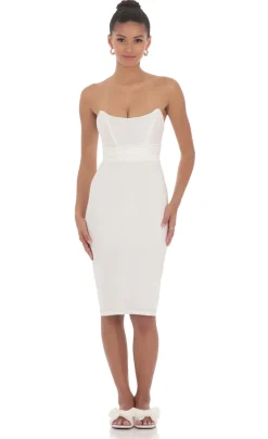 LUCY IN THE SKY Midi Dresses^Corset Strapless Midi Dress In Blue