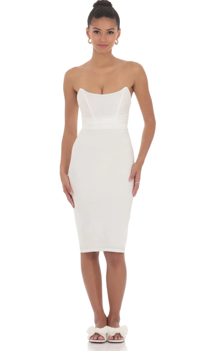 LUCY IN THE SKY Midi Dresses^Corset Strapless Midi Dress In Blue