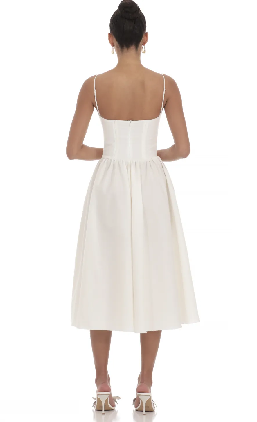 LUCY IN THE SKY Midi Dresses^Corset V-Neck Midi Dress In Ivory