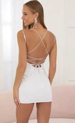 LUCY IN THE SKY Mini Dresses^Crepe Bodycon Dress In White