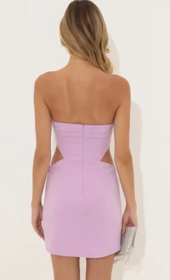 LUCY IN THE SKY Mini Dresses^Crepe Corset Cutout Dress In Purple