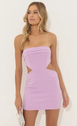 LUCY IN THE SKY Mini Dresses^Crepe Corset Cutout Dress In Purple