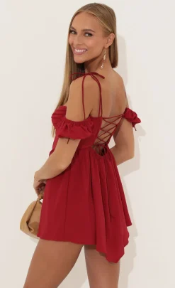 LUCY IN THE SKY Mini Dresses^Crepe Corset Dress In Red