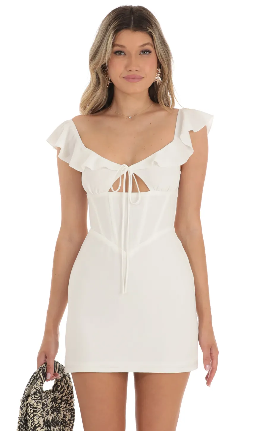 LUCY IN THE SKY Mini Dresses^Crepe Corset Dress In White