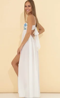 LUCY IN THE SKY Maxi Dresses^Crepe Embroidered Maxi Dress In White