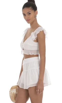 LUCY IN THE SKY Two-Piece Sets|Shorts^Crinkle Chiffon Set In White