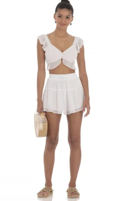 LUCY IN THE SKY Two-Piece Sets|Shorts^Crinkle Chiffon Set In White