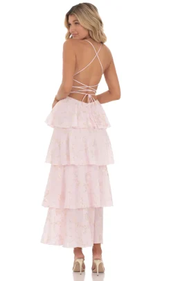 LUCY IN THE SKY Maxi Dresses^Crinkle Foiled Floral Maxi Dress In Pink