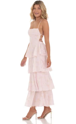 LUCY IN THE SKY Maxi Dresses^Crinkle Foiled Floral Maxi Dress In Pink