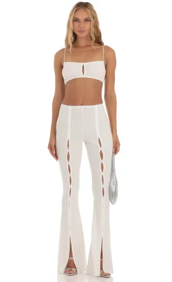 LUCY IN THE SKY Two-Piece Sets|Pants^Crinkle Two Piece Set In White