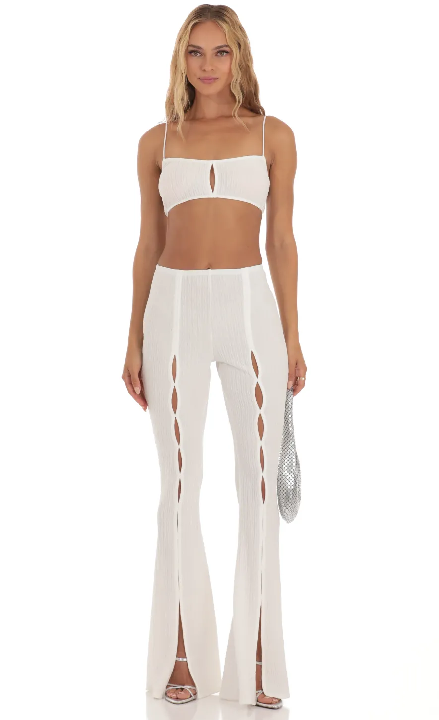 LUCY IN THE SKY Two-Piece Sets|Pants^Crinkle Two Piece Set In White