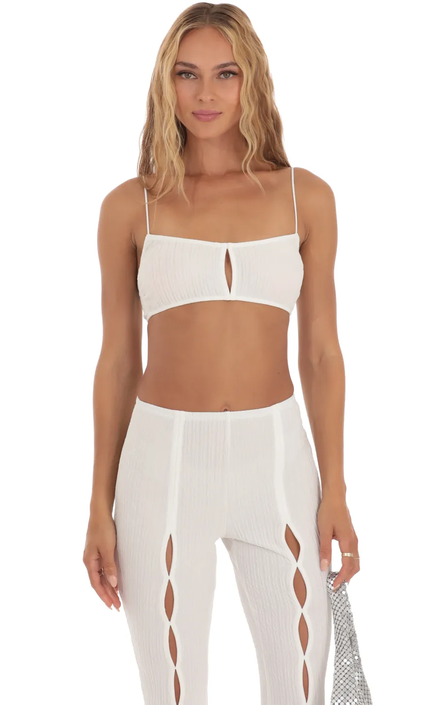 LUCY IN THE SKY Two-Piece Sets|Pants^Crinkle Two Piece Set In White