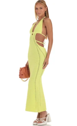 LUCY IN THE SKY Maxi Dresses^Crochet Cut-Out Dress In Neon Yellow