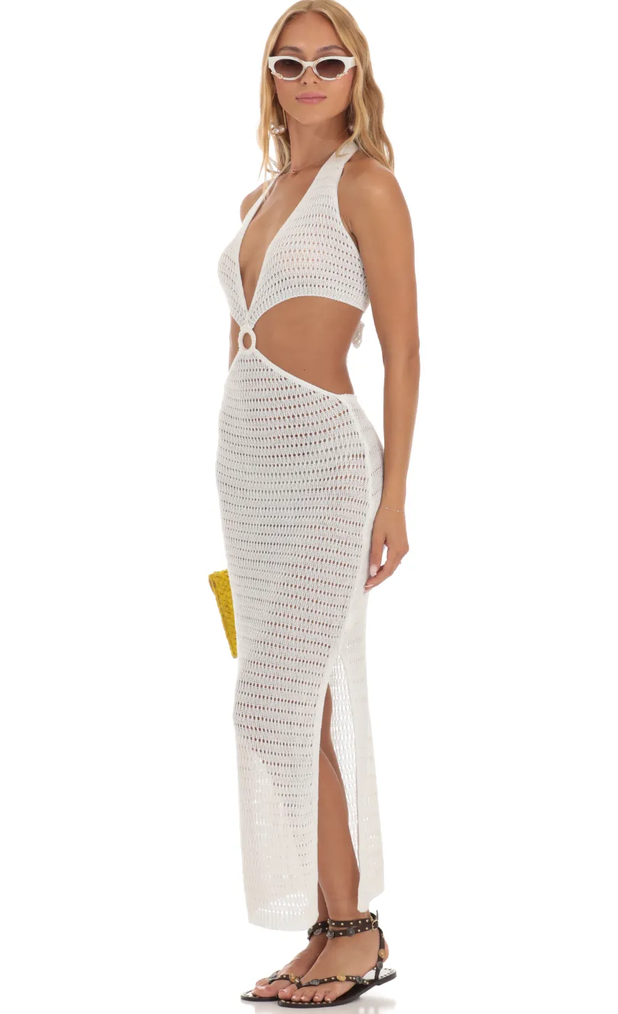 LUCY IN THE SKY Maxi Dresses^Crochet Cutout Maxi Dress In White