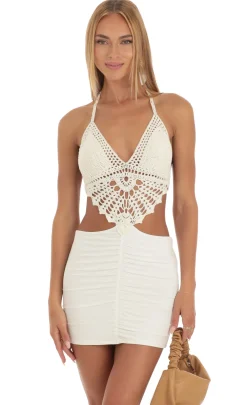 LUCY IN THE SKY Mini Dresses^Crochet Cut-Out Mini Dress In Ivory