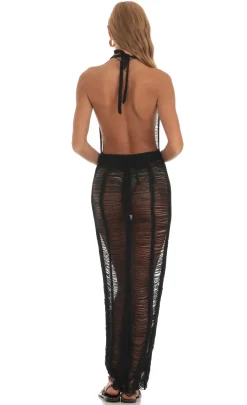 LUCY IN THE SKY Maxi Dresses^Crochet Plunge Neck Maxi Dress In Black