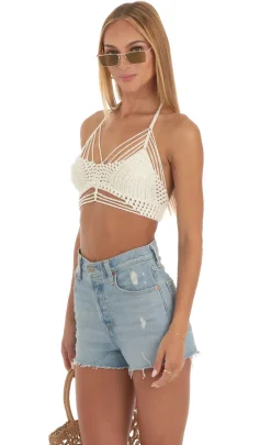 LUCY IN THE SKY Tops^Crochet Top In Ivory