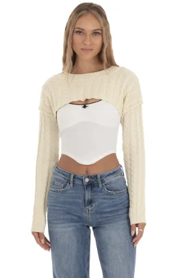 LUCY IN THE SKY Jumpers & Cardigans^Crop Knit Top In Cream