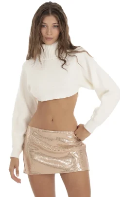 LUCY IN THE SKY Jumpers & Cardigans^Cropped Turtleneck Jumper In White