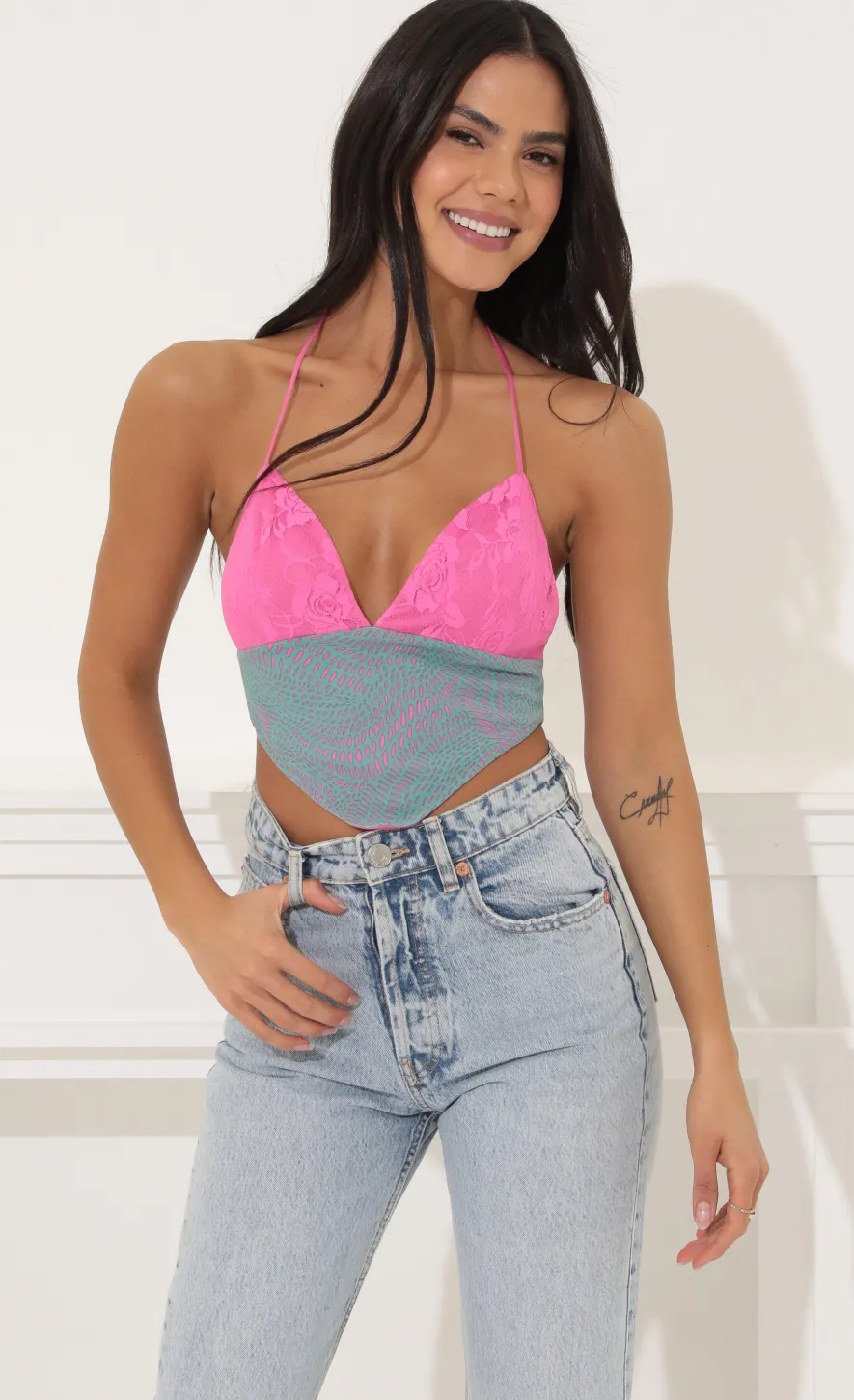 LUCY IN THE SKY Tops^Crop Top In Pink Multi
