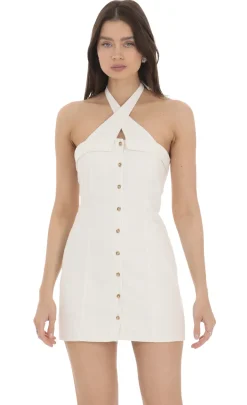 LUCY IN THE SKY Mini Dresses^Cross Neck Halter Dress In White