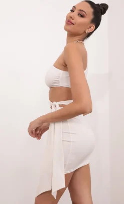 LUCY IN THE SKY Mini Dresses^Cutout Dress In Ivory Shimmer