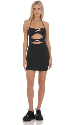 LUCY IN THE SKY Mini Dresses^Cutout Halter Bodycon Dress In Black