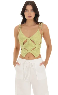 LUCY IN THE SKY Tops^Cutout Knit Top In Green