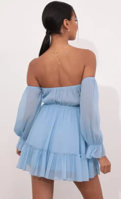 LUCY IN THE SKY Mini Dresses^Cutout Off The Shoulder Dress In Sky Blue
