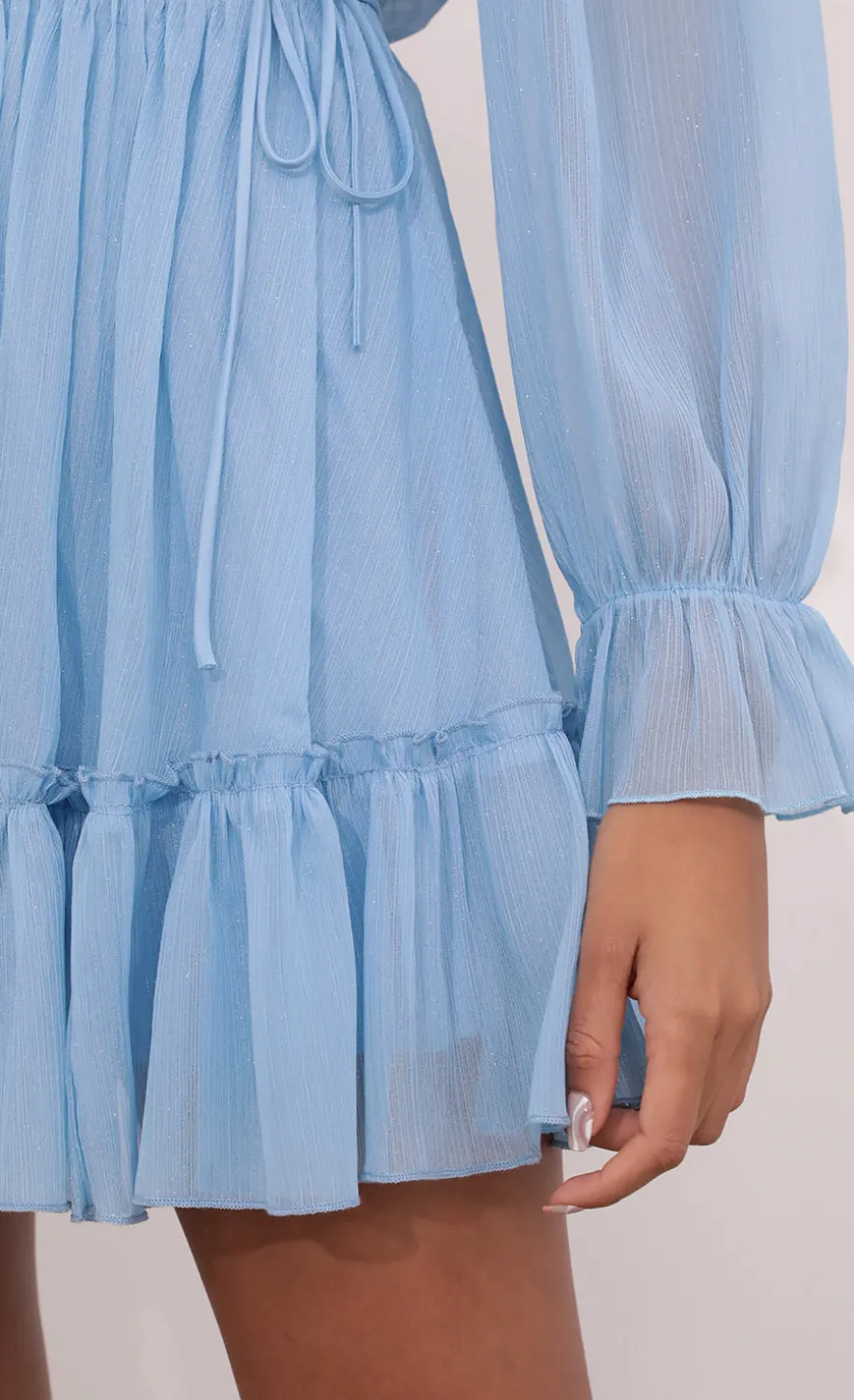 LUCY IN THE SKY Mini Dresses^Cutout Off The Shoulder Dress In Sky Blue