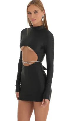 LUCY IN THE SKY Mini Dresses^Cutout Rhinestone Wrap Dress In Black