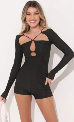 LUCY IN THE SKY Rompers^Cutout Romper In Black