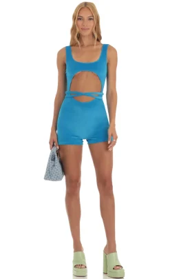 LUCY IN THE SKY Rompers^Cutout Romper In Blue
