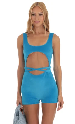 LUCY IN THE SKY Rompers^Cutout Romper In Blue