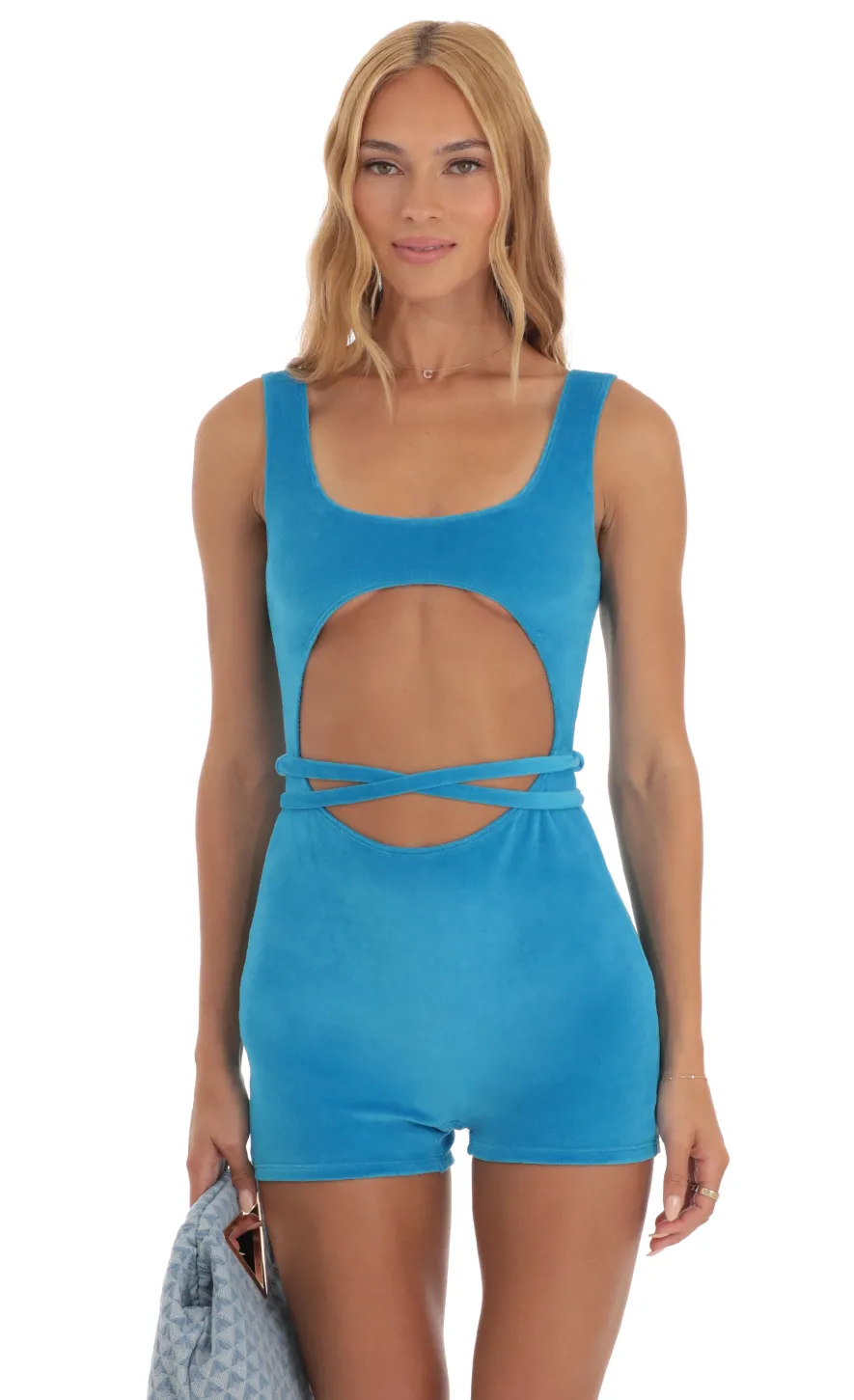 LUCY IN THE SKY Rompers^Cutout Romper In Blue