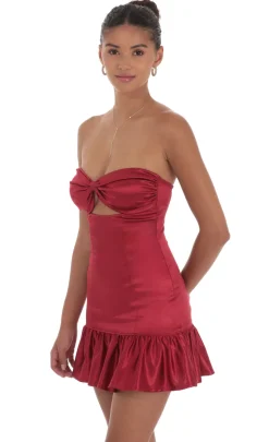LUCY IN THE SKY Mini Dresses^Cutout Satin Starpless Dress In Maroon